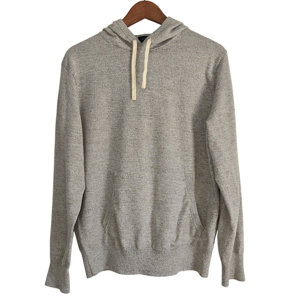 J. Crew Heather Gray Cotton/Linen Blend Knit Soft Cozy Preppy Hoodie Size Medium